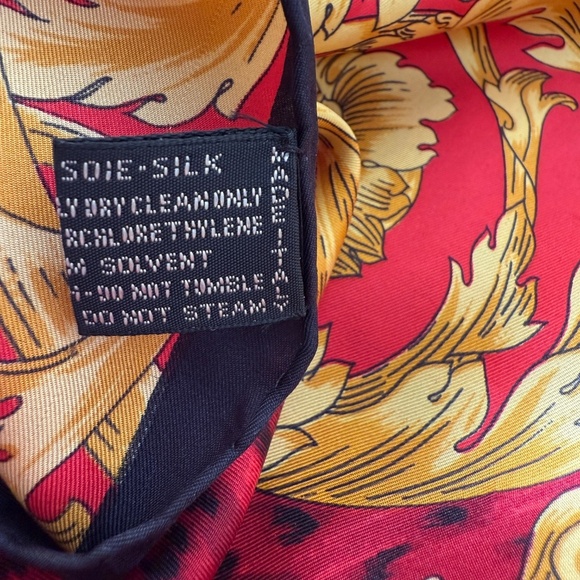 Atelier Versace Silk Scarf Baroque Gold, Red, Black, 68” – Made in Italy - Picture 8 of 13